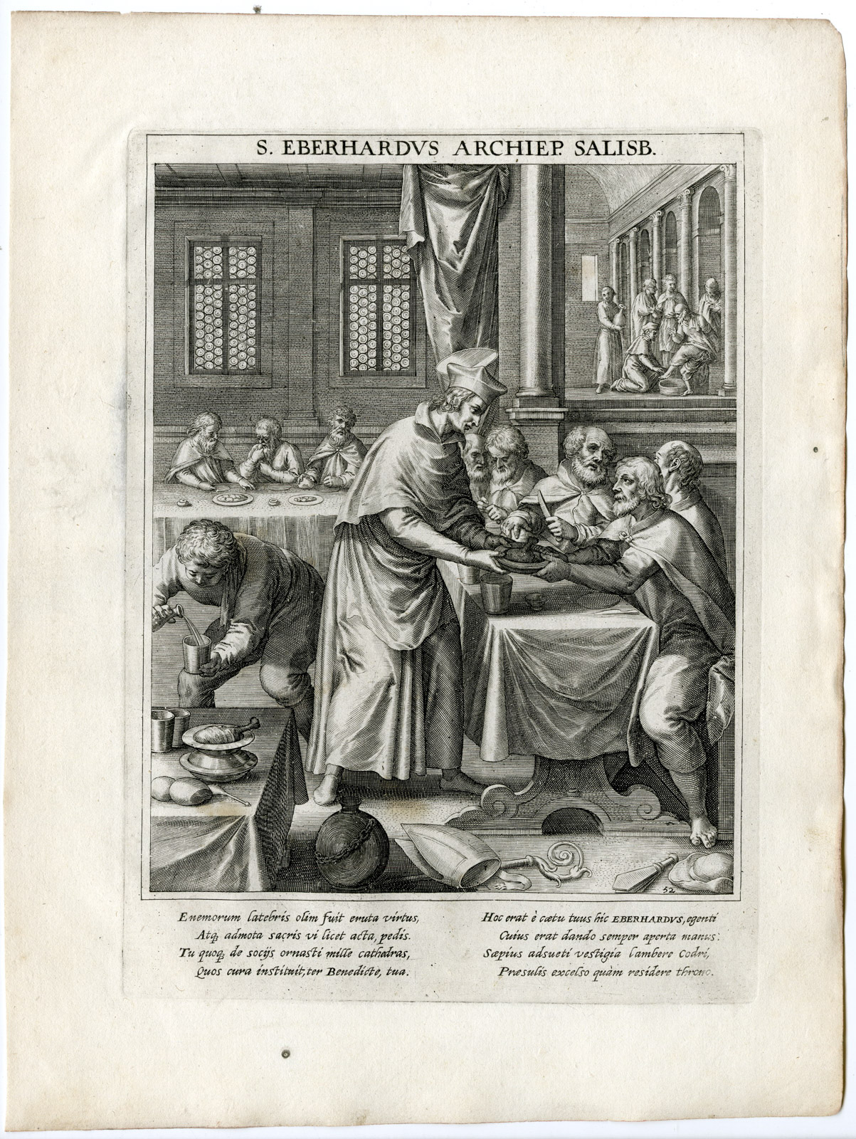 , Antique Master Print-SAINT EBERHARD I-ARCHBISHOP-SALZBURG-Kager-Sadeler-1615, Pictura Antique Prints