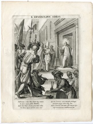 Antique Master Print-SAINT ERMINOLDUS-ABBOT OF PRUFENING-Kager-Sadeler-1615