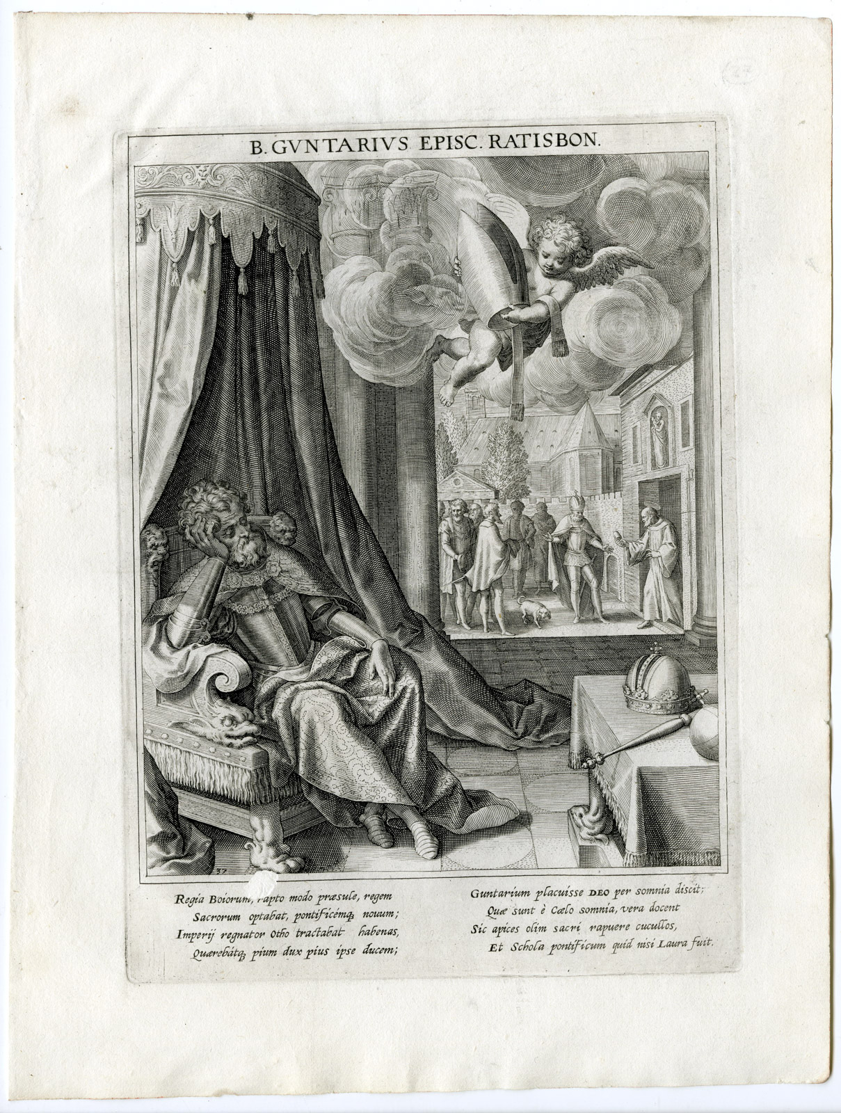 , Antique Master Print-SAINT GUNTER-BISHOP-REGENSBURG-OTTO I-Kager-Sadeler-1615, Pictura Antique Prints