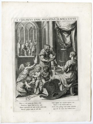 Antique Master Print-SAINT ULRICH-BISHOP-AUGSBURG-MANGER-Kager-Sadeler-1615