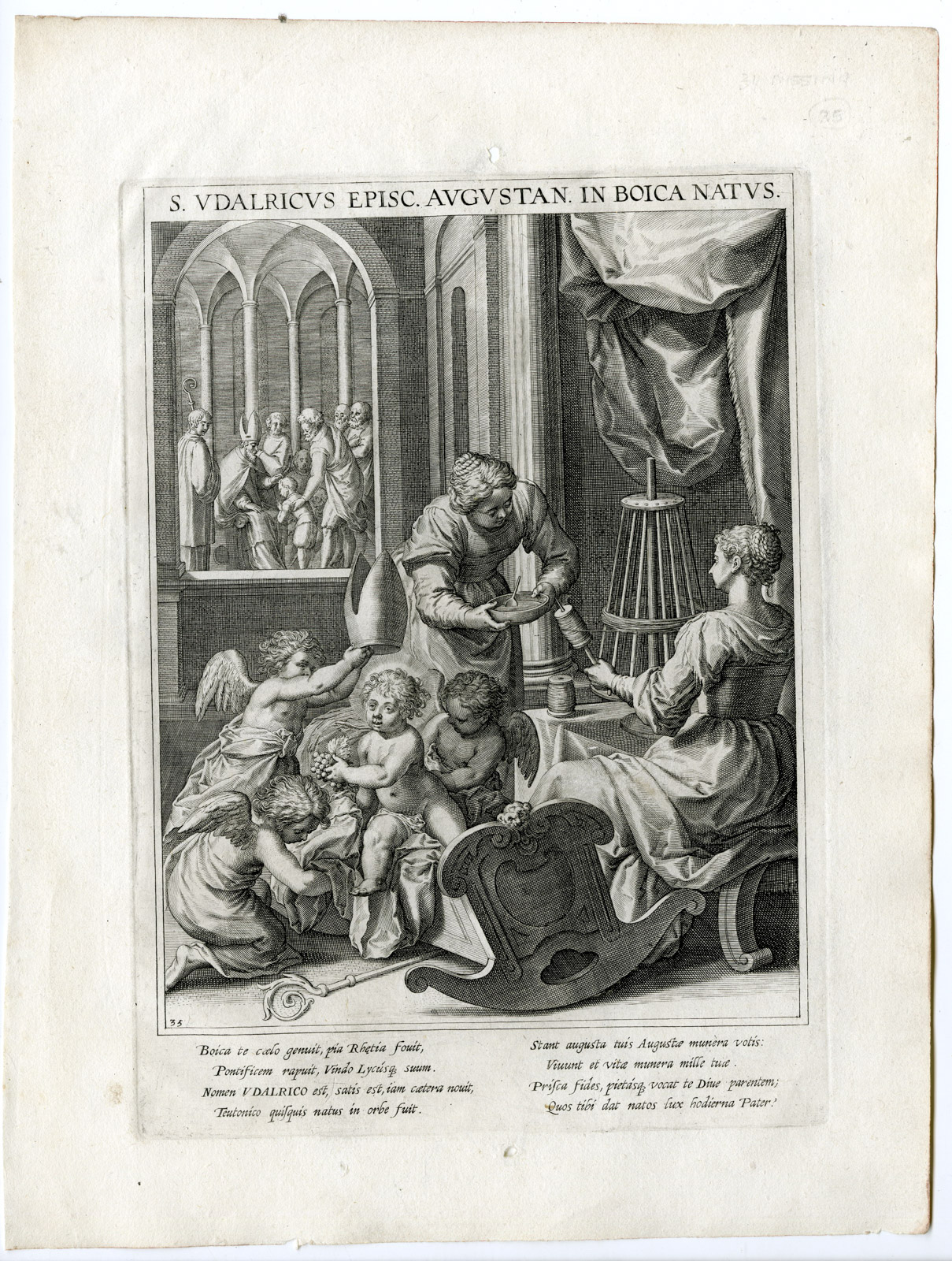 , Antique Master Print-SAINT ULRICH-BISHOP-AUGSBURG-MANGER-Kager-Sadeler-1615, Pictura Antique Prints