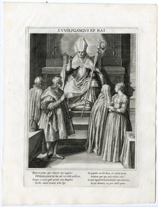 Antique Master Print-SAINT WOLFGANG-BISHOP OF REGENSBURG-Kager-Sadeler-1615