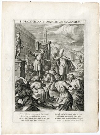 Antique Master Print-SAINT MAXIMILIAN-BISHOP OF LORCH-MARTYR-Kager-Sadeler-1615