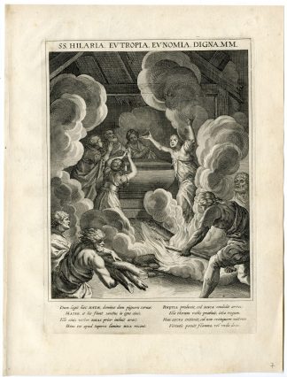 Antique Master Print-SAINT HILARIA-MARTYR-BURNED-PILEFIRE-Kager-Sadeler-1615