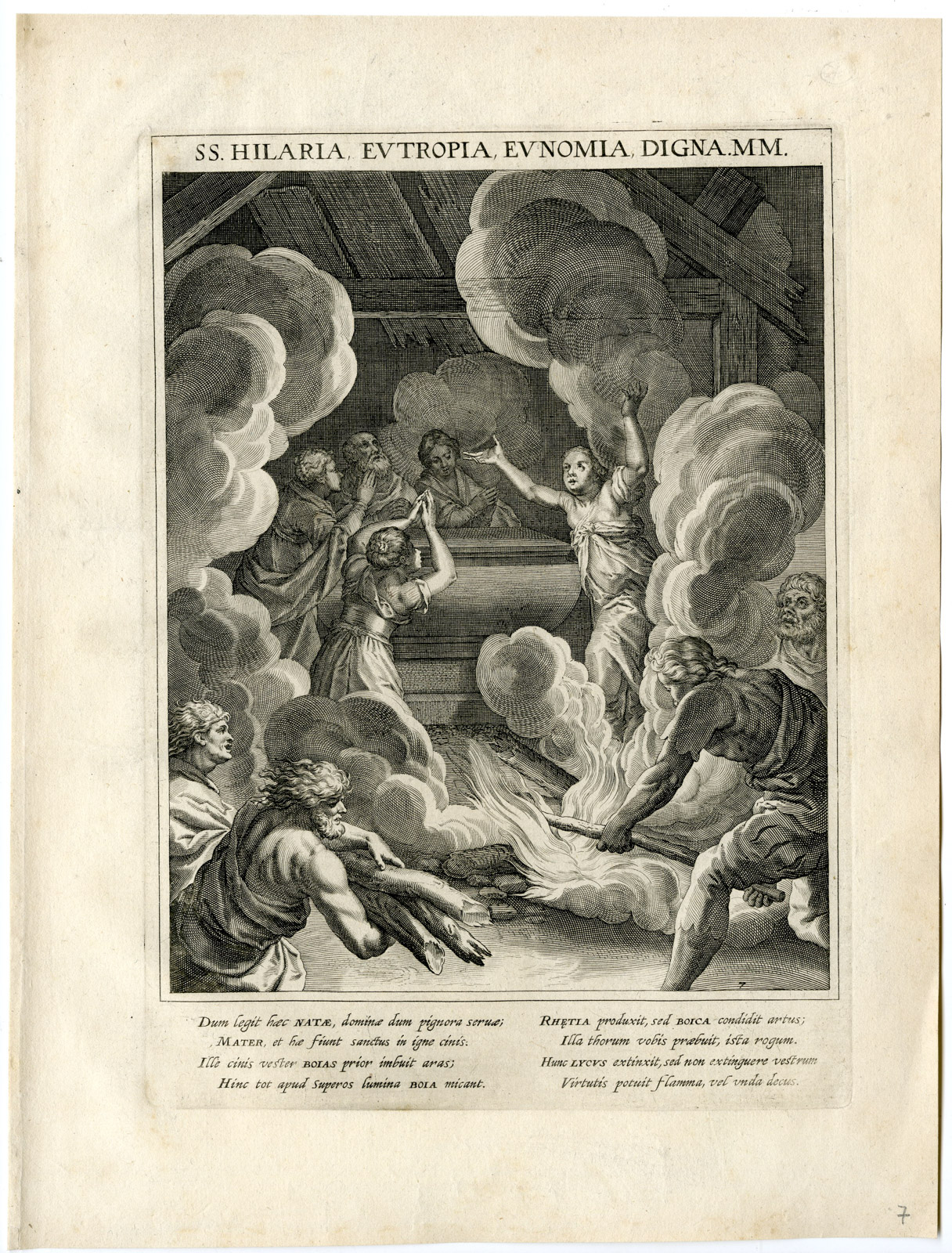 , Antique Master Print-SAINT HILARIA-MARTYR-BURNED-PILEFIRE-Kager-Sadeler-1615, Pictura Antique Prints