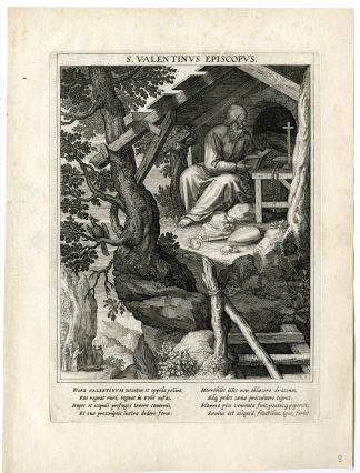 Antique Master Print-SAINT VALENTINUS-HERMIT-BISHOP-Kager-Rader-Sadeler-1615