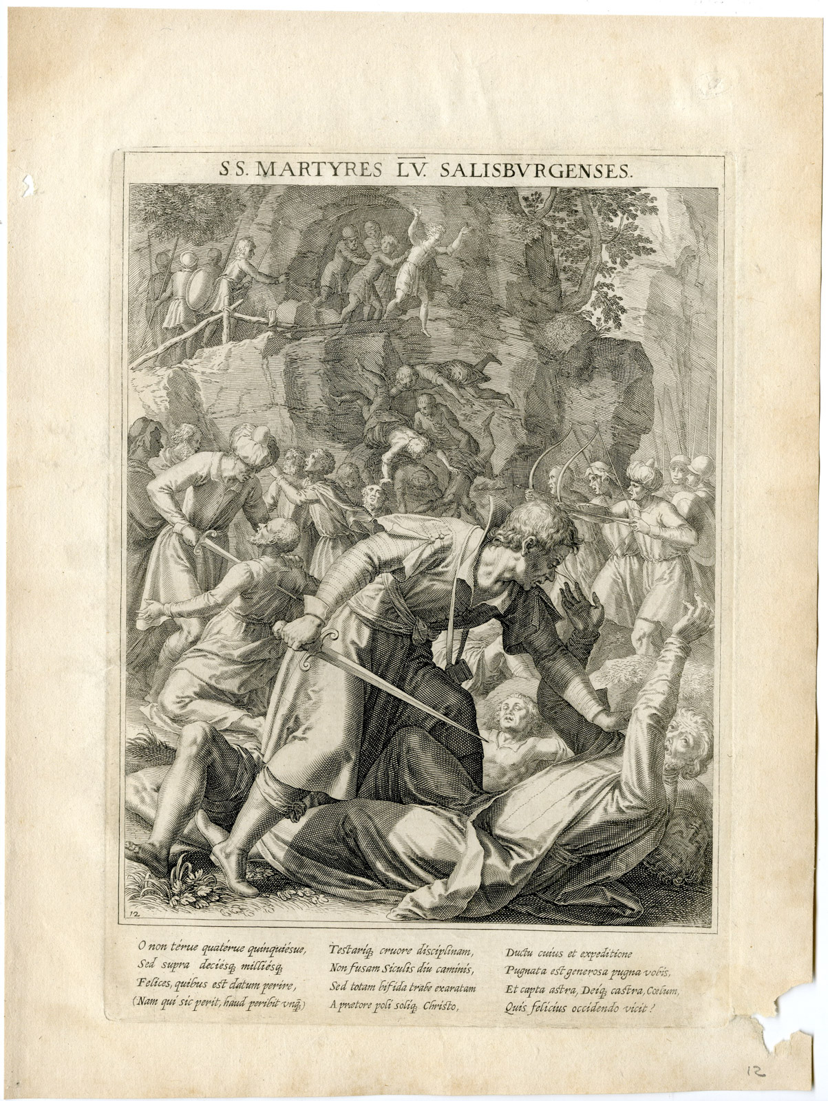, Antique Master Print-SAINT-SALZBURG-55 MARTYRS-GERMANIC TRIBE-Kager-Sadeler-1615, Pictura Antique Prints