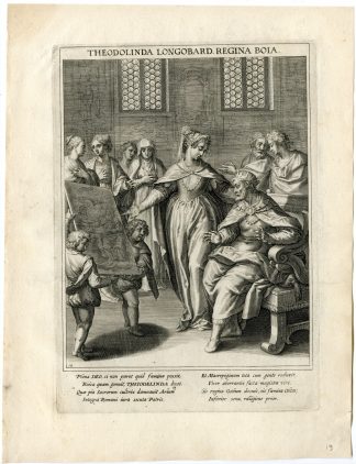 Antique Master Print-SAINT-THEODELINDA-LOMBARDY-QUEEN-Kager-Sadeler-1615