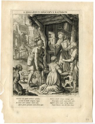 Antique Master Print-SAINT ERHARD OF REGENSBURG-BISHOP-CHAPEL-Kager-Sadeler-1615