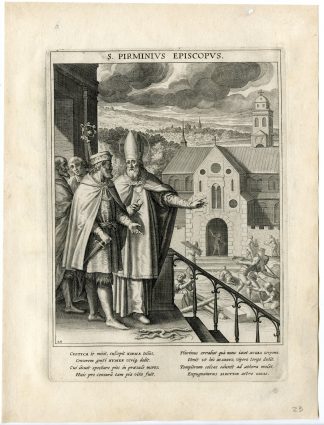 Antique Master Print-SAINT PERMIN-BISHOP OF REICHENAU-SNAKE-Kager-Sadeler-1615
