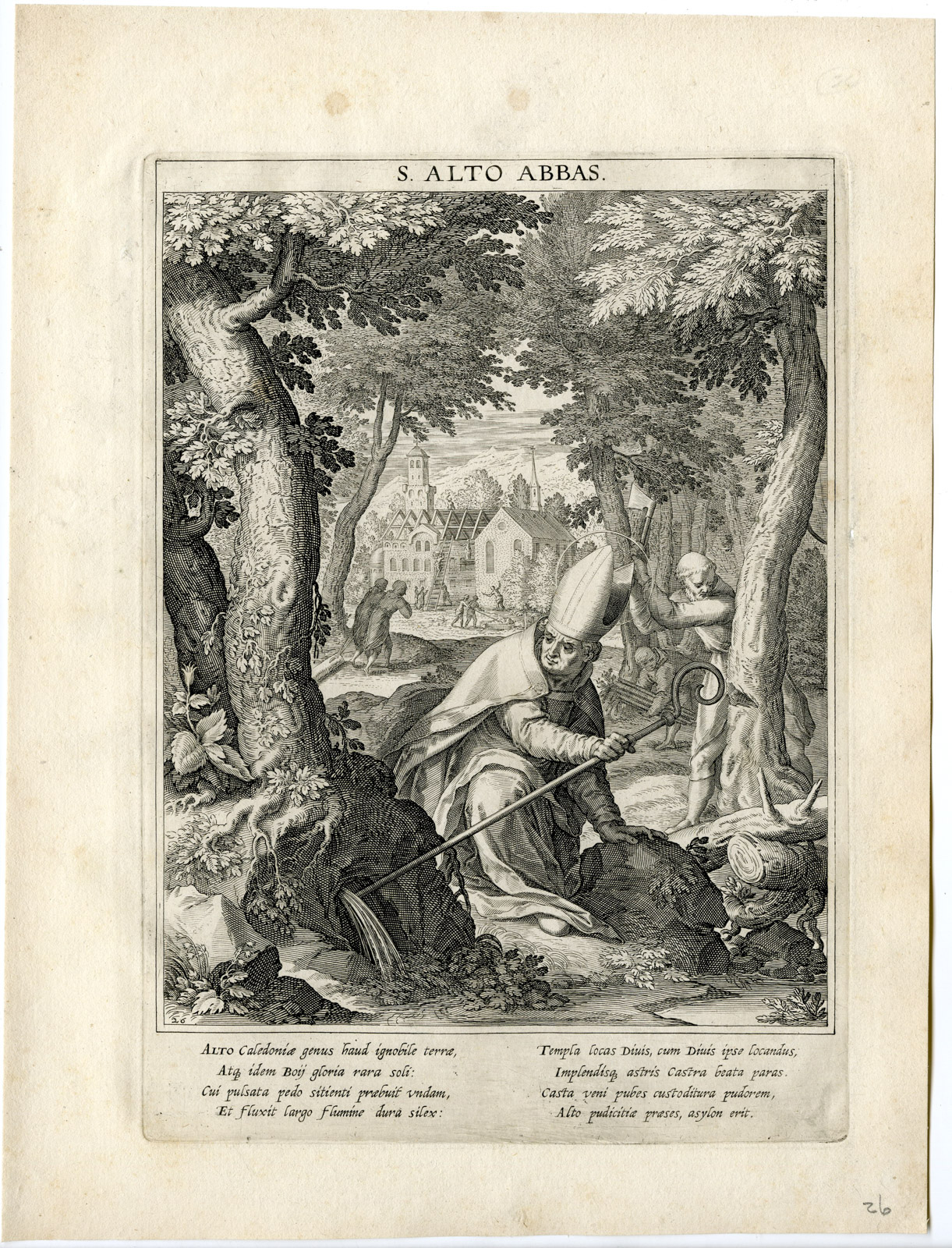 , Antique Master Print-SAINT ALTO-ALTOMUNSTER-BENEDICTINE MONK-Kager-Sadeler-1615, Pictura Antique Prints