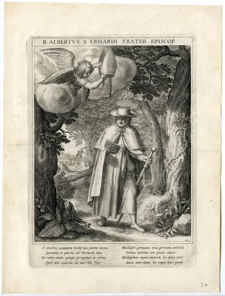Antique Master Print-SAINT ALBERT OF CASHEL-ANGEL-BISHOP-Kager-Sadeler-1615