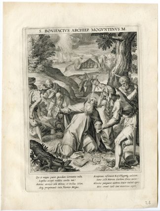 Antique Master Print-SAINT BONIFACIUS-MURDERED-DOKKUM-Kager-Sadeler-1615