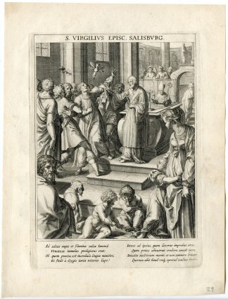 Antique Master Print-SAINT VIRGILIUS-EXORCISM-DEMON-GRAVE-Kager-Sadeler-1615
