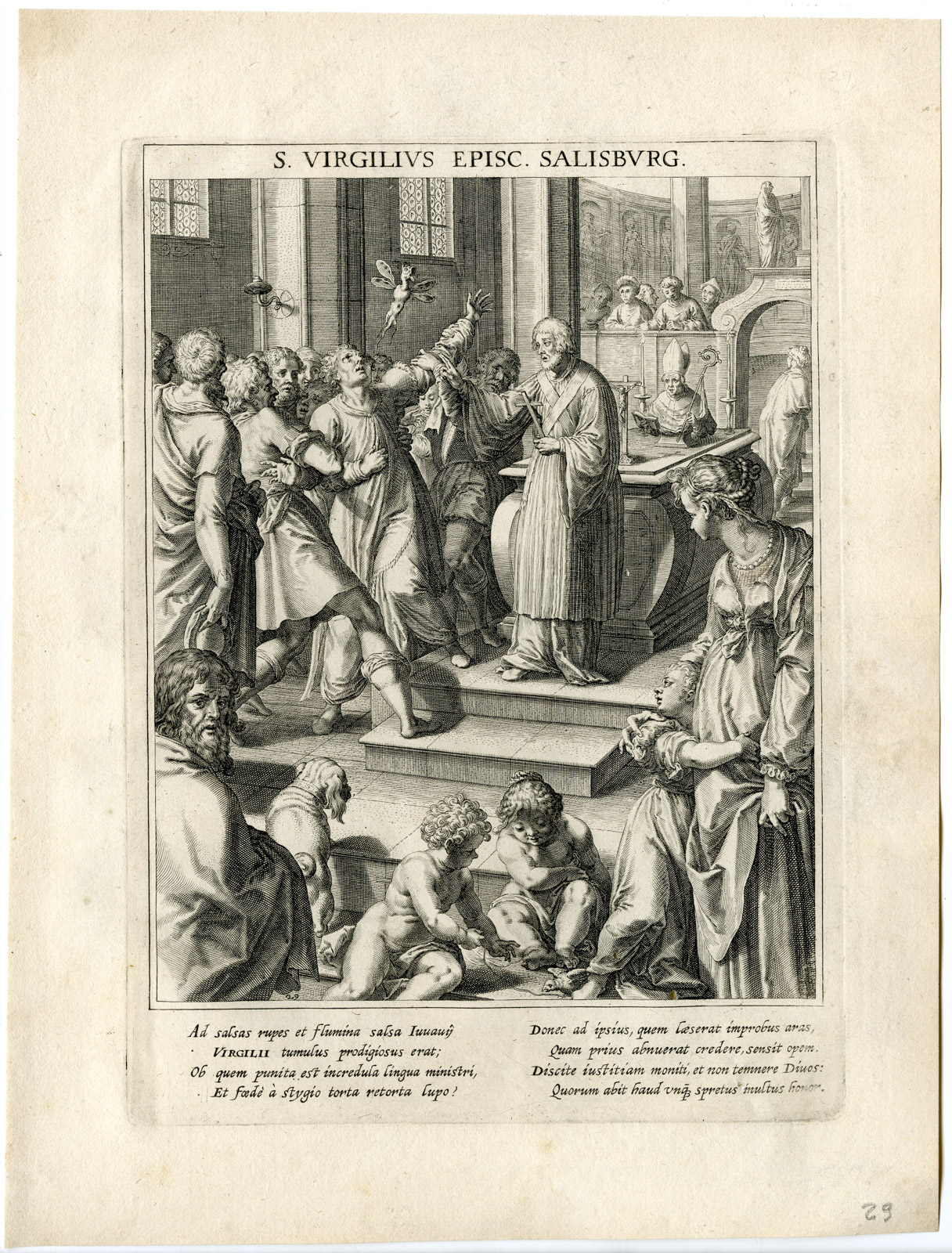 , Antique Master Print-SAINT VIRGILIUS-EXORCISM-DEMON-GRAVE-Kager-Sadeler-1615, Pictura Antique Prints