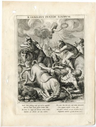 Antique Master Print-SAINT GERALD OF AURILLAC-BATTLE-HORSE-Kager-Sadeler-1615