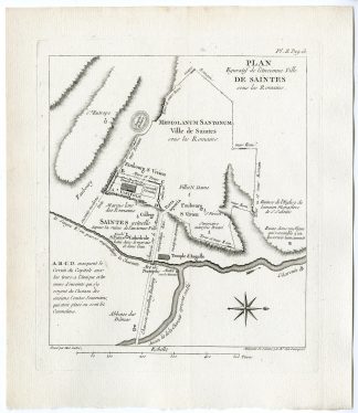 Antique Print-VILLE DE SAINTES-PLAN-ROMAN EMPIRE-Sauvagere-Lattre-1770