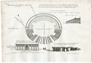 Antique Print-SAINTES-AMPHITHEATER-ROMAN EMPIRE-Sauvagere-Lattre-1770