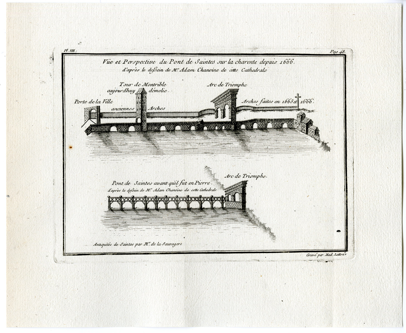 Pcom 1456 1 416x341 Antique Print-SAINTES-CHARENTE-BRIDGE-PONT-RIVER-Sauvagere-Lattre-1770