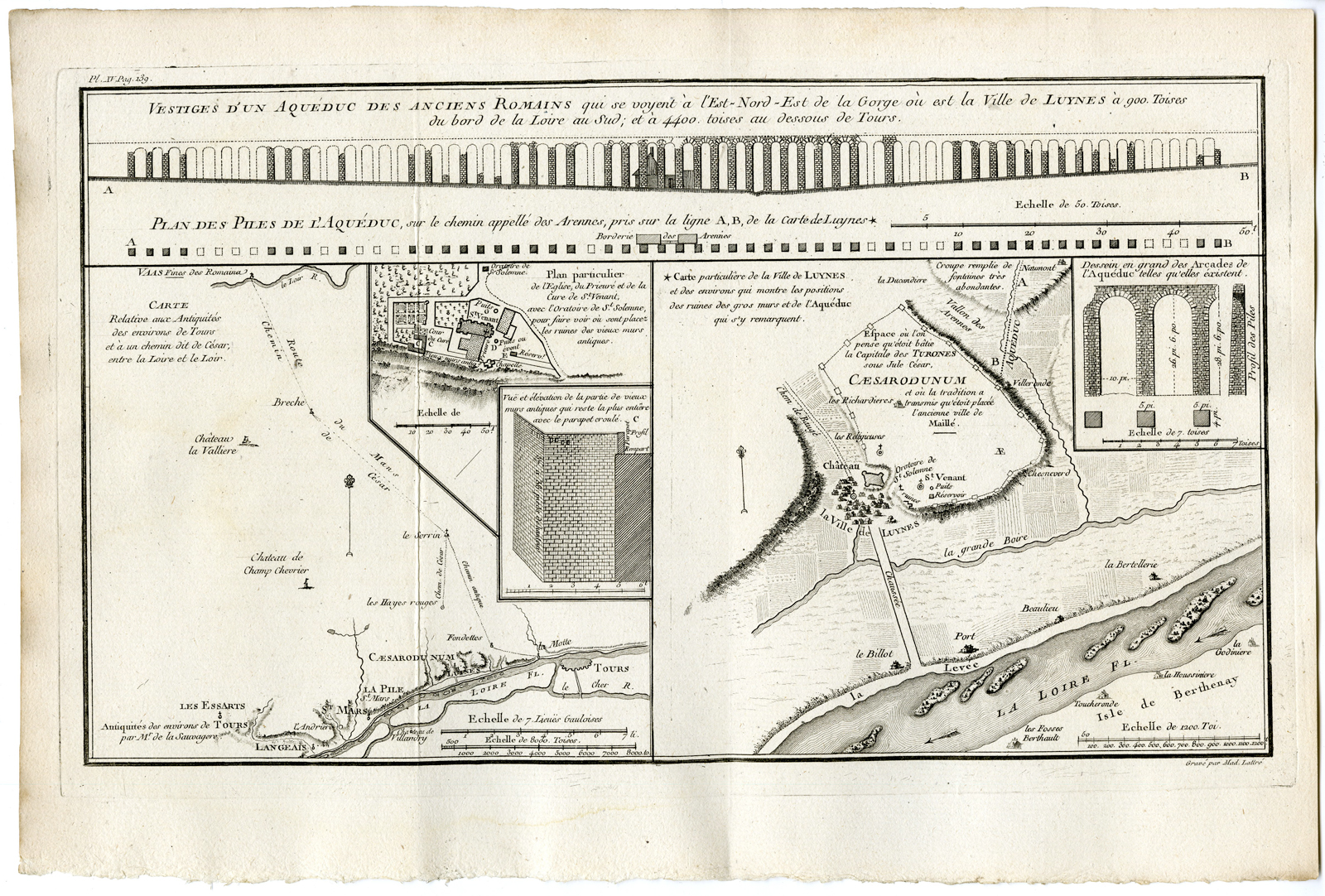 , Antique Print-AQUEDUCT-LUYNES-TOURS-LOIRE RIVER-Sauvagere-Lattre-1770, Pictura Antique Prints