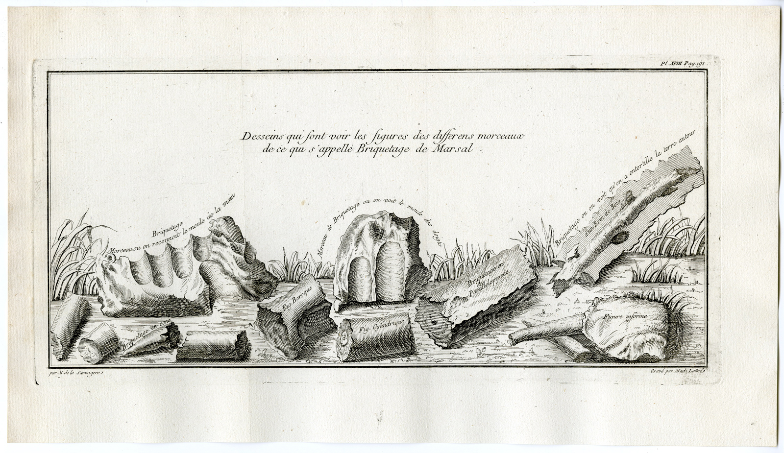 , 4 Antique Prints-MARSAL-BRIQUETAGE-CERAMICS-Sauvagere-Lattre-1770, Pictura Antique Prints