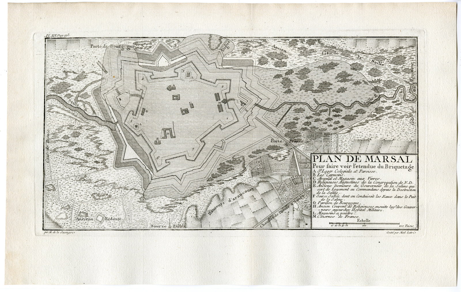, Antique Print-MARSAL-FORTRESS-SEILLE RIVER-Sauvagere-Lattre-1770, Pictura Antique Prints