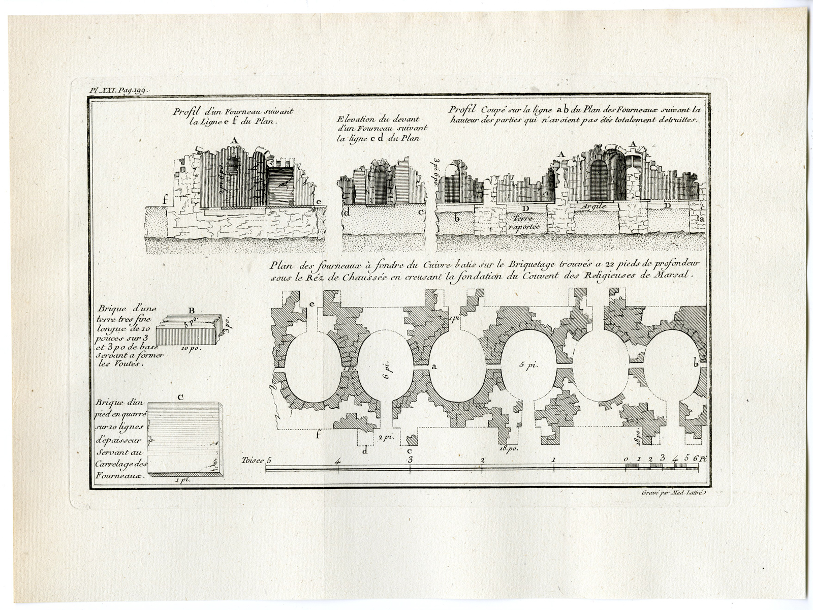 , 4 Antique Prints-MARSAL-BRIQUETAGE-CERAMICS-Sauvagere-Lattre-1770, Pictura Antique Prints