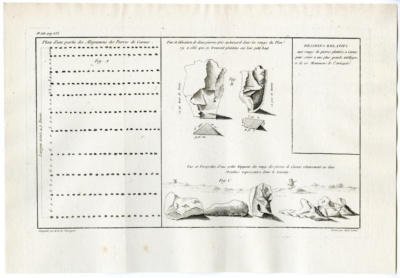 , Antique Print-CARNAC-STONES-ALIGNMENTS-MENHIRS-Sauvagere-Lattre-1770, Pictura Antique Prints