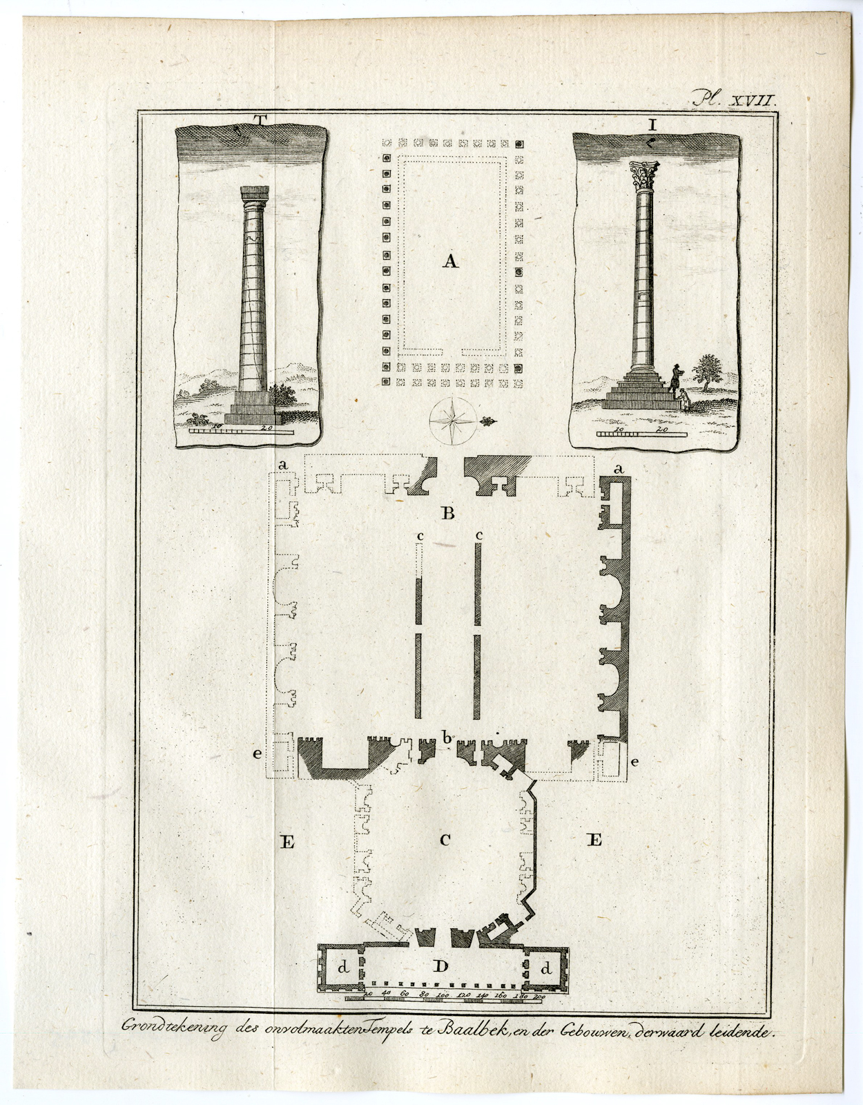 , 11 Antique Prints-BAALBEK-TEMPLE-VIEW-PLAN-LEBANON-MIDDLE EAST-Pococke-1776, Pictura Antique Prints