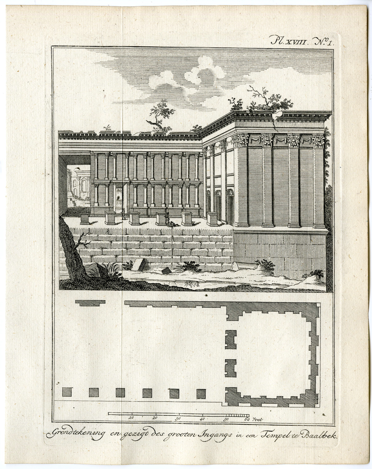 , 11 Antique Prints-BAALBEK-TEMPLE-VIEW-PLAN-LEBANON-MIDDLE EAST-Pococke-1776, Pictura Antique Prints