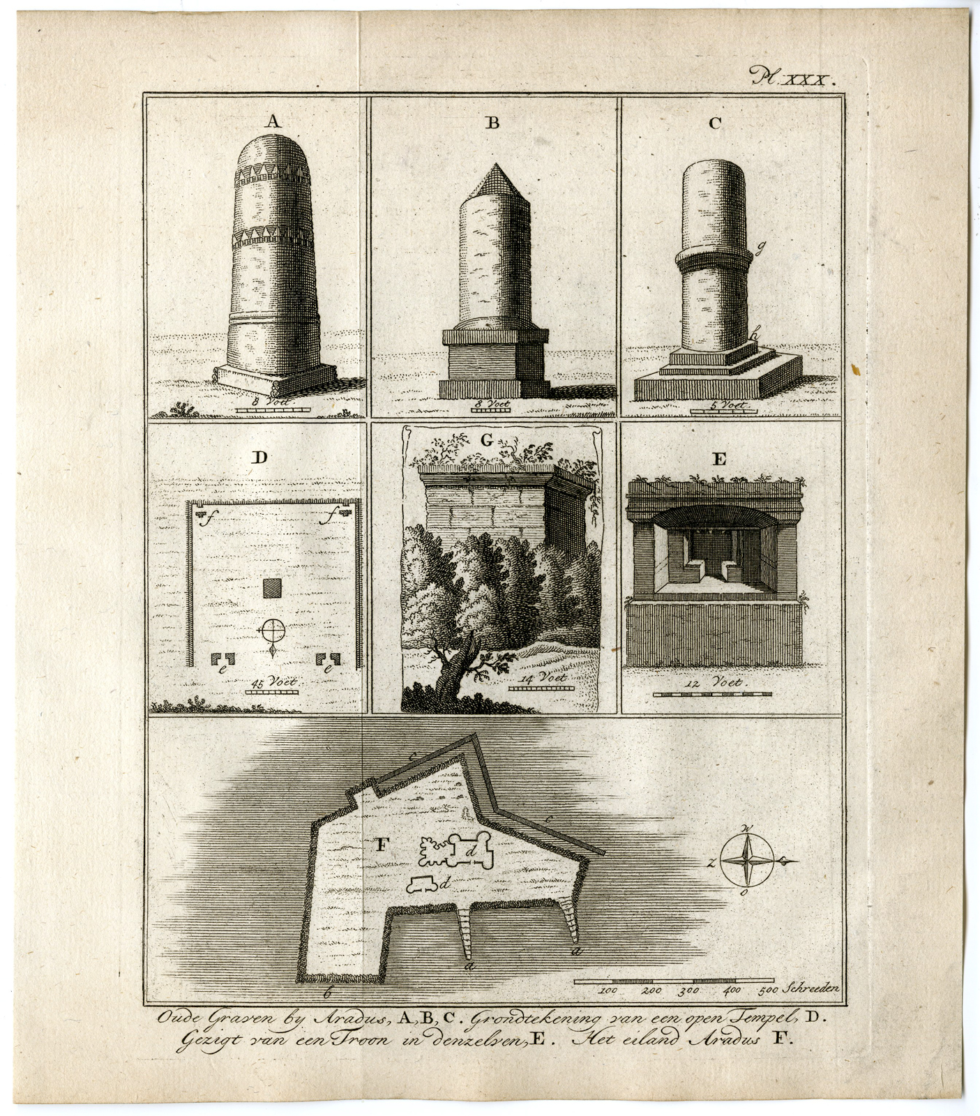 , Antique Print-SYRIA-ARWAD-ARADUS-TOMB-TEMPLE-PLAN-MIDDLE EAST-Pococke-1776, Pictura Antique Prints