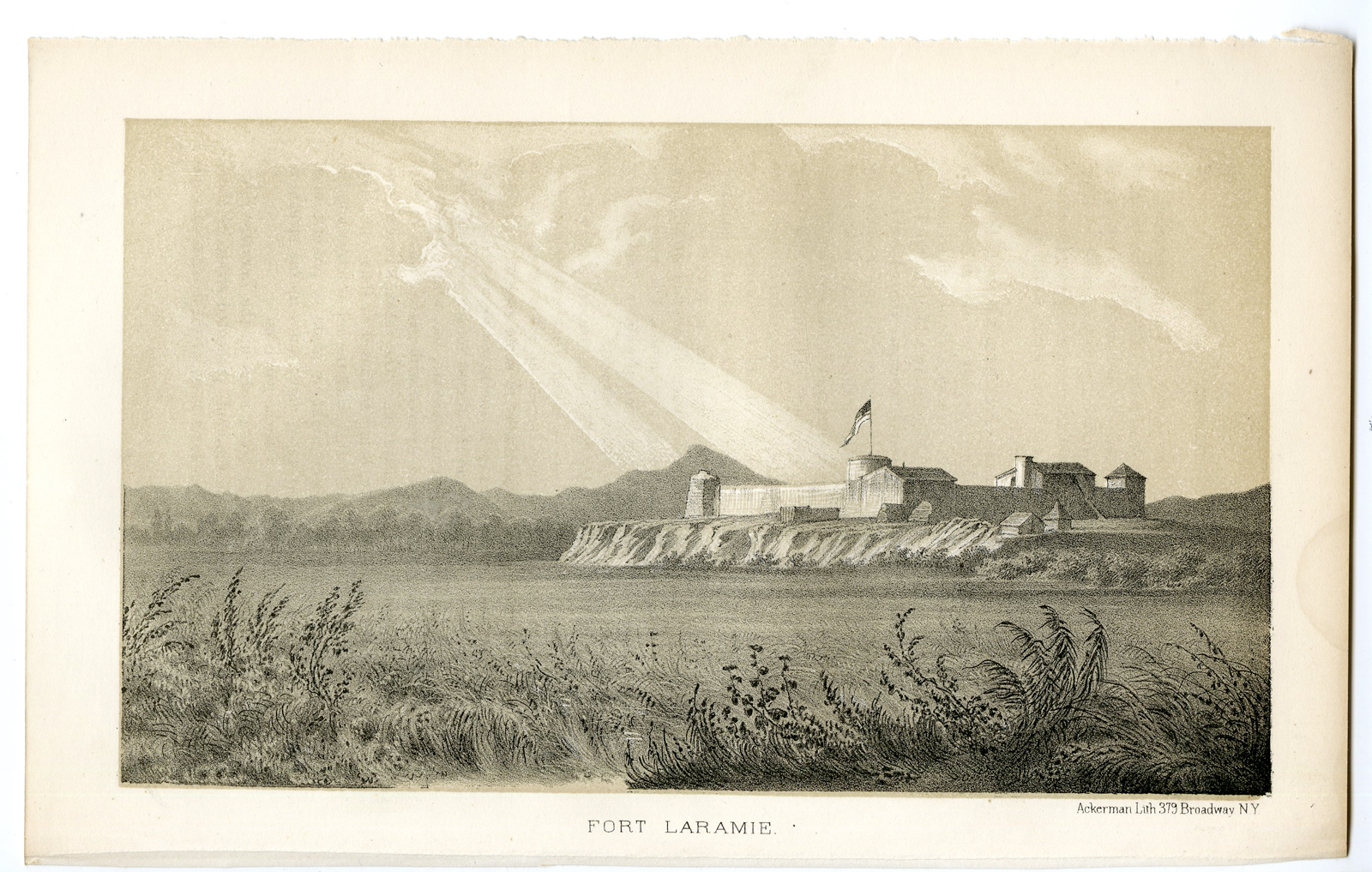 , Antique Print-FORT LARAMIE-WYOMING-WILLIAM-VIEW-Stansbury-Ackerman-1852, Pictura Antique Prints