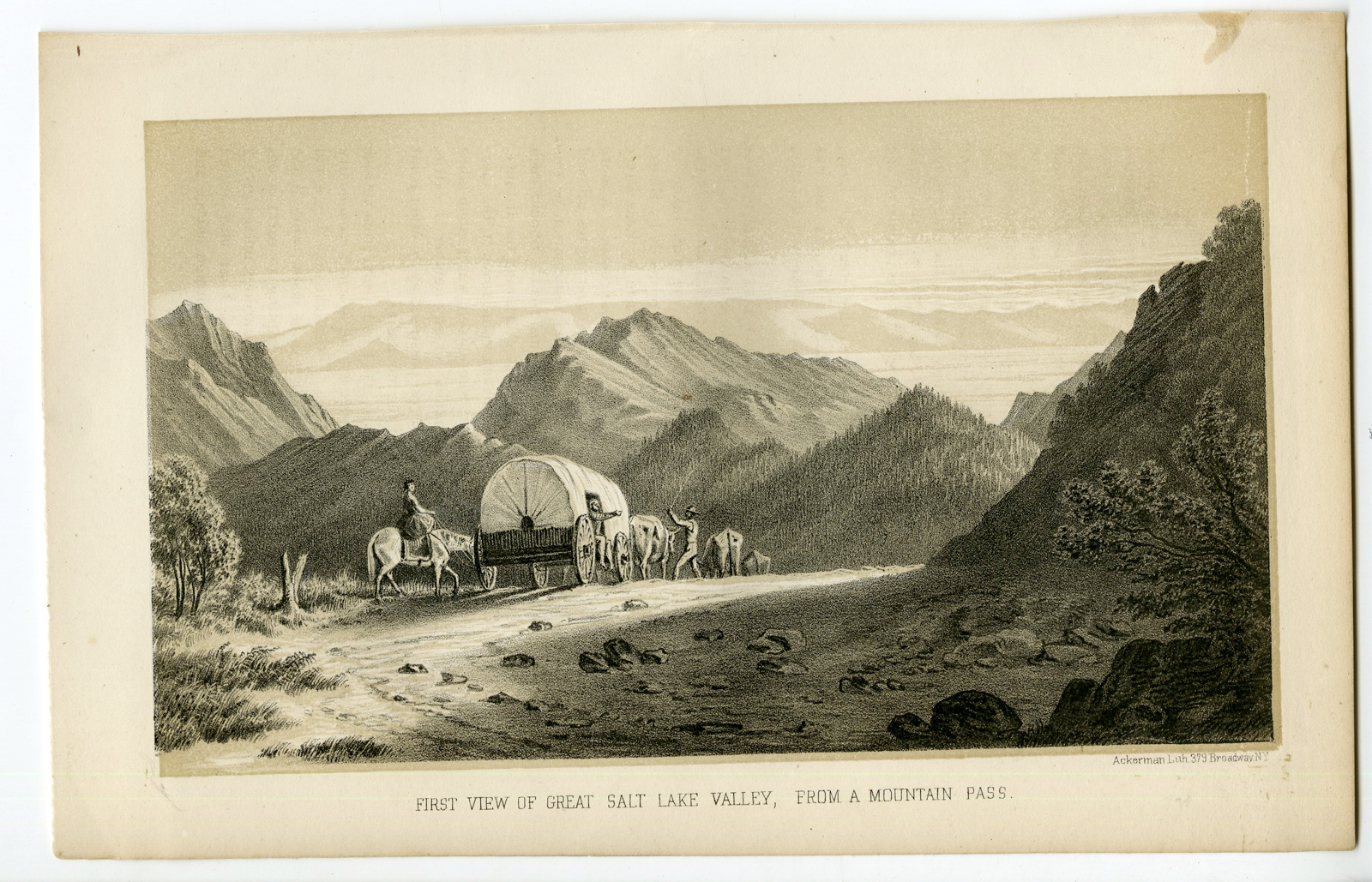 , Antique Print-GREAT SALT LAKE VALLEY-UTAH-USA-Stansbury-Ackerman-1852, Pictura Antique Prints