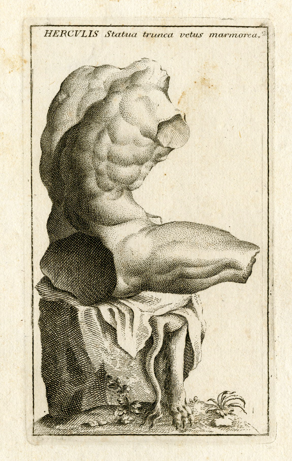 , Antique Print-HERCULES-STATUE-GRECO ROMAN MYTHOLOGY-PL. 2-Bartoli-Anonymous-1782, Pictura Antique Prints