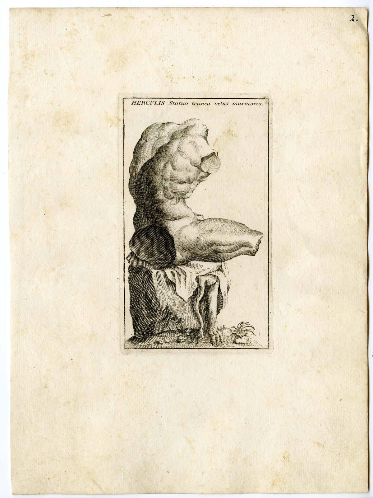 , Antique Print-HERCULES-STATUE-GRECO ROMAN MYTHOLOGY-PL. 2-Bartoli-Anonymous-1782, Pictura Antique Prints