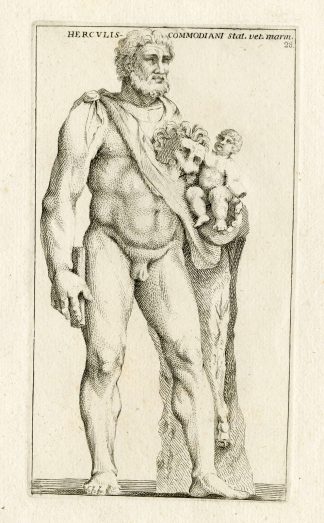 Antique Print-HERCULES-LION-GRECO ROMAN MYTHOLOGY-PL. 28-Bartoli-Anonymous-1782
