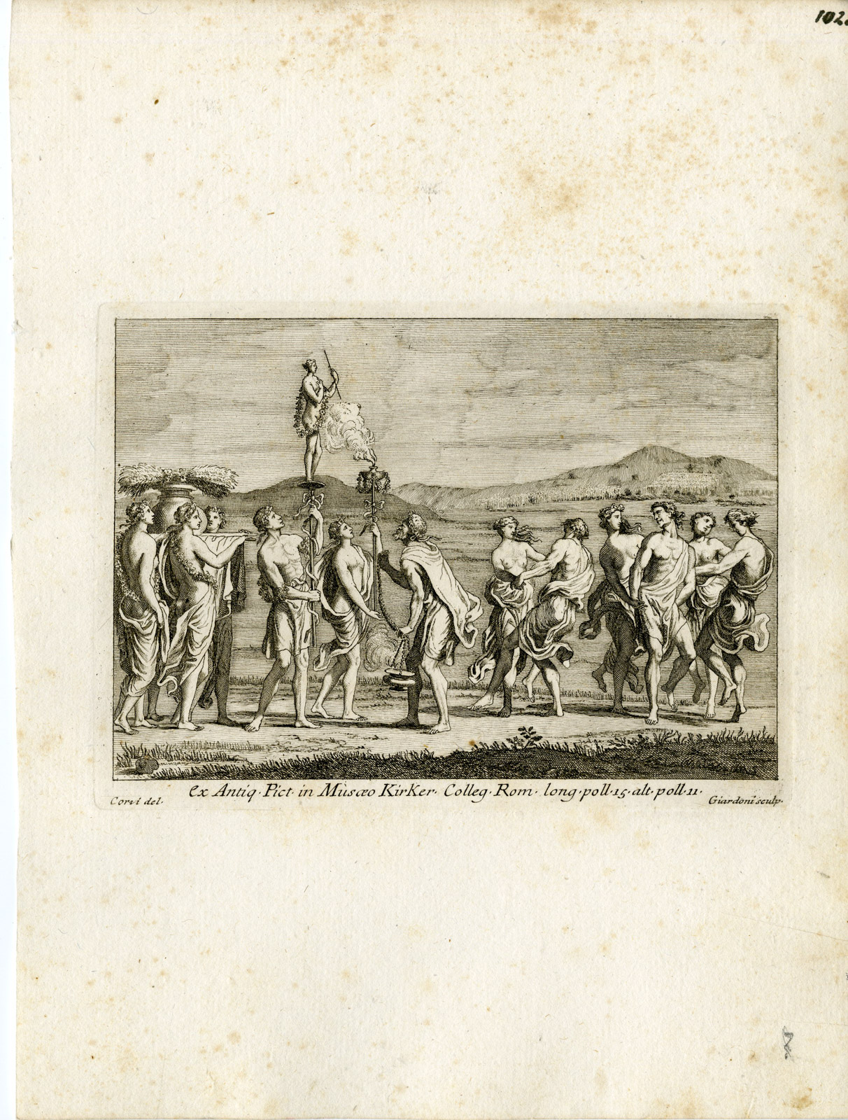 , Antique Print-DEITY WORSHIP-GRECO ROMAN MYTHOLOGY-PL. 102-Bartoli-Giardoni-1782, Pictura Antique Prints