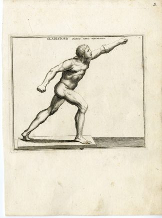 Antique Print-GLADIATOR-STATUE-GRECO ROMAN MYTHOLOGY-PL 3-Bartoli-Anonymous-1782