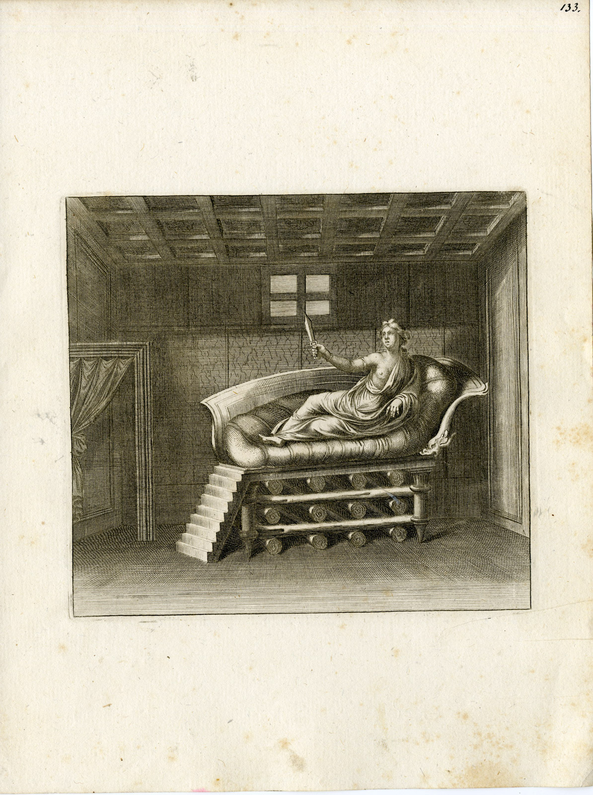 , Antique Print-WOMAN-KNIFE-GRECO ROMAN MYTHOLOGY-PL. 133-Bartoli-Anonymous-1782, Pictura Antique Prints