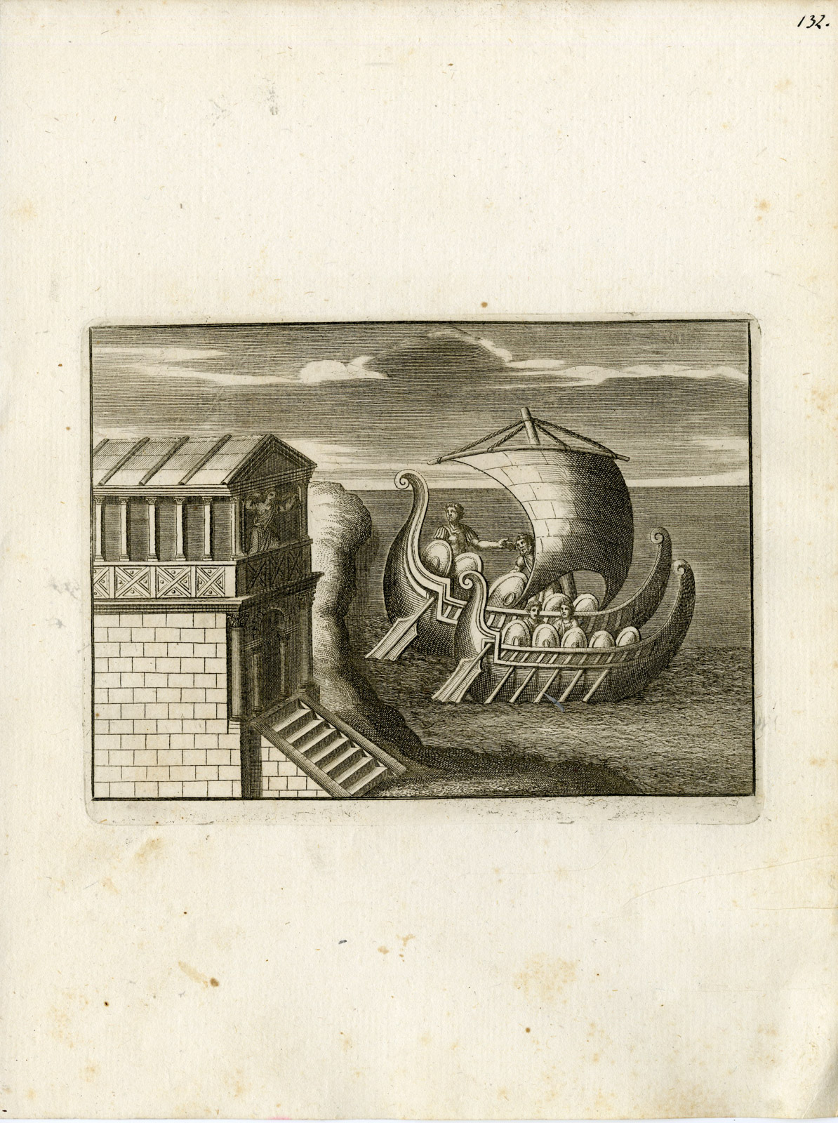 , Antique Print-SHIP-SHORE-GRECO ROMAN MYTHOLOGY-PL. 132-Bartoli-Anonymous-1782, Pictura Antique Prints