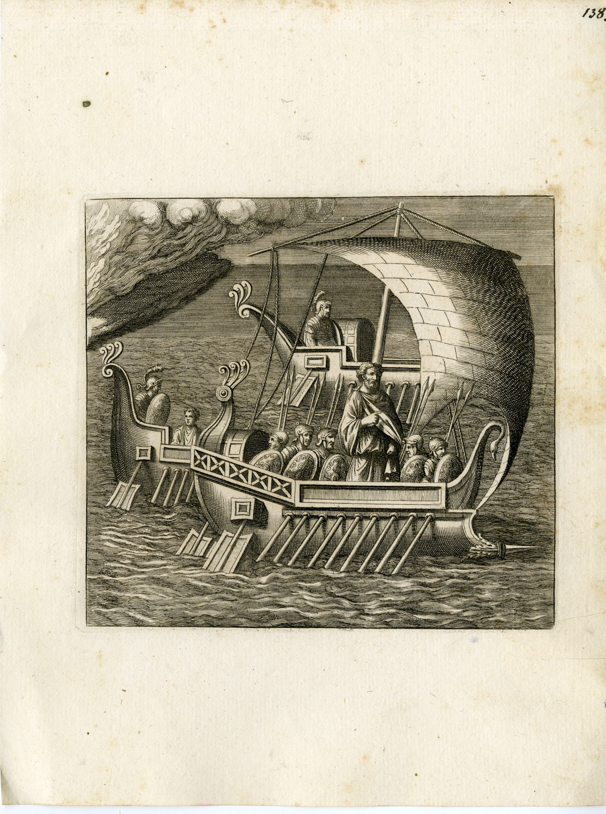 , Antique Print-SHIP-SOLDIERS-GRECO ROMAN MYTHOLOGY-PL. 138-Bartoli-Anonymous-1782, Pictura Antique Prints