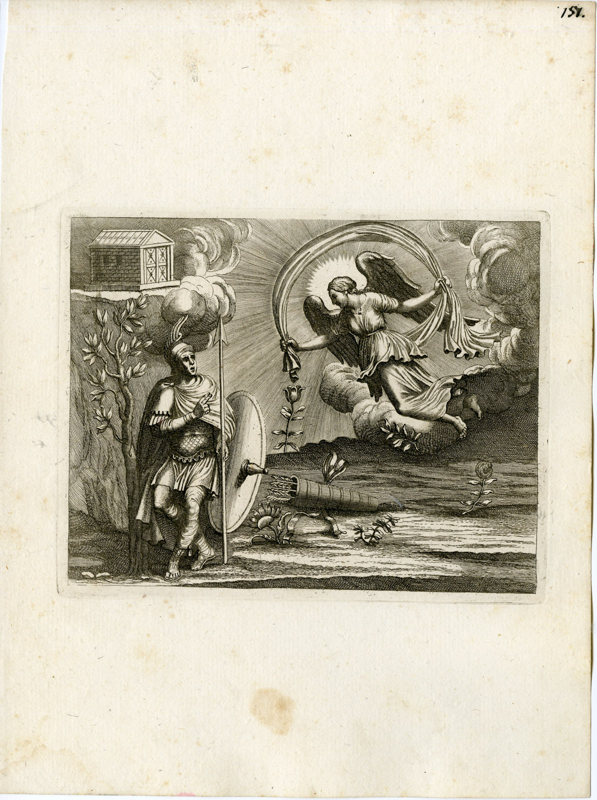 , Antique Print-SOLDIER-ANGEL-GRECO ROMAN MYTHOLOGY-PL. 154-Bartoli-Anonymous-1782, Pictura Antique Prints