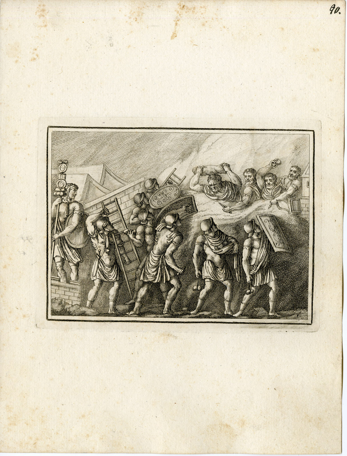 , Antique Print-BATTLE-GRECO ROMAN MYTHOLOGY-PL. 90-Bartoli-Anonymous-1782, Pictura Antique Prints