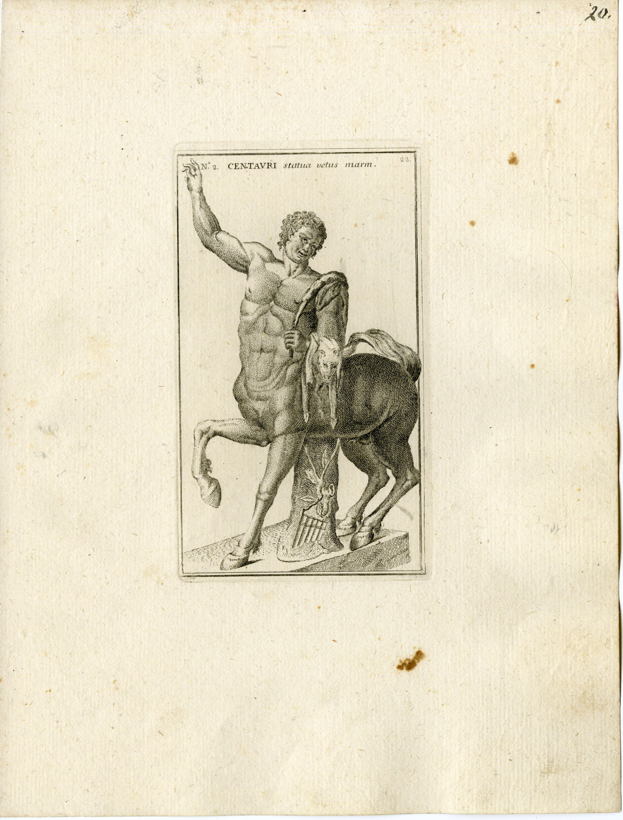 , Antique Print-CENTAUR-STATUE-GRECO ROMAN MYTHOLOGY-PL. 20-Bartoli-Anonymous-1782, Pictura Antique Prints