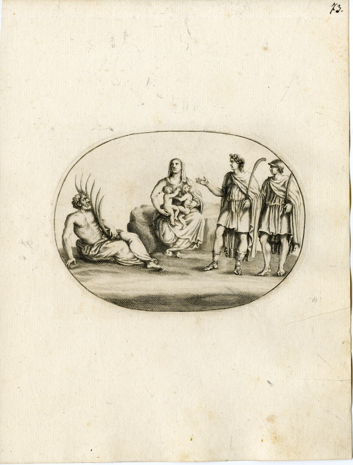 , Antique Print-WOMAN-CHILD-GRECO ROMAN MYTHOLOGY-PL. 73-Bartoli-Anonymous-1782, Pictura Antique Prints