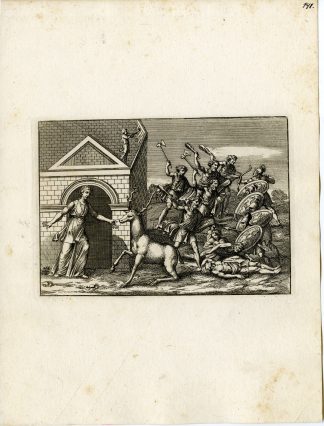 Antique Print-BATTLE-DIANA-ARTEMIS-DEER-MYTHOLOGY-PL. 141-Bartoli-anonymous-1782