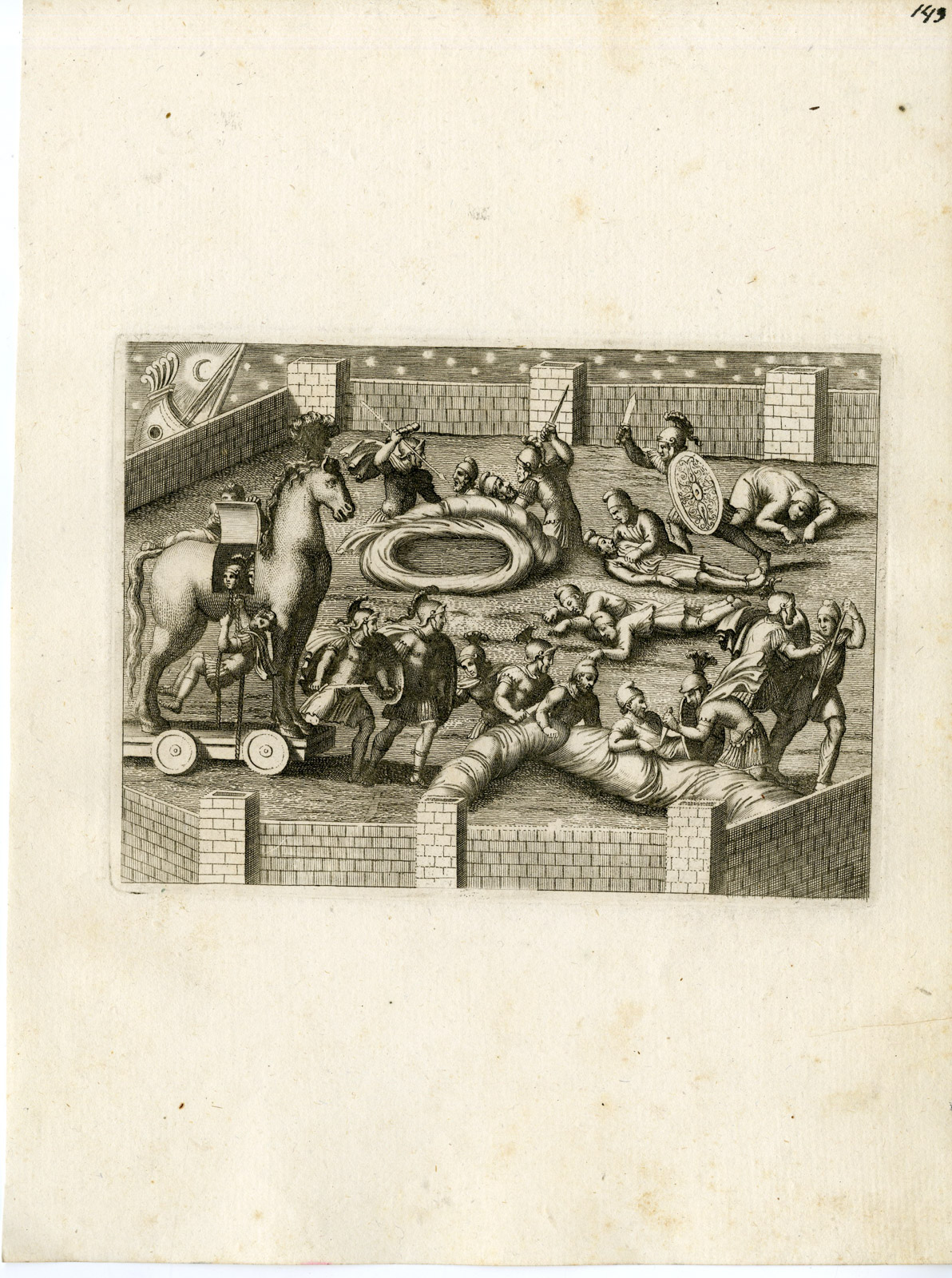 , Antique Print-TROJAN HORSE-GRECO ROMAN MYTHOLOGY-PL. 149-Bartoli-anonymous-1782, Pictura Antique Prints