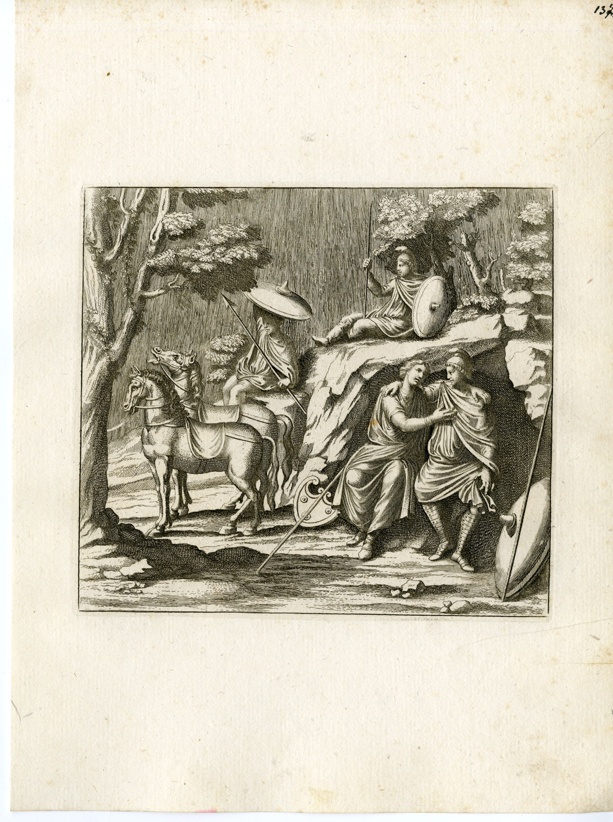 , Antique Print-RAIN-SHELTER-GRECO ROMAN MYTHOLOGY-PL. 137-Bartoli-anonymous-1782, Pictura Antique Prints