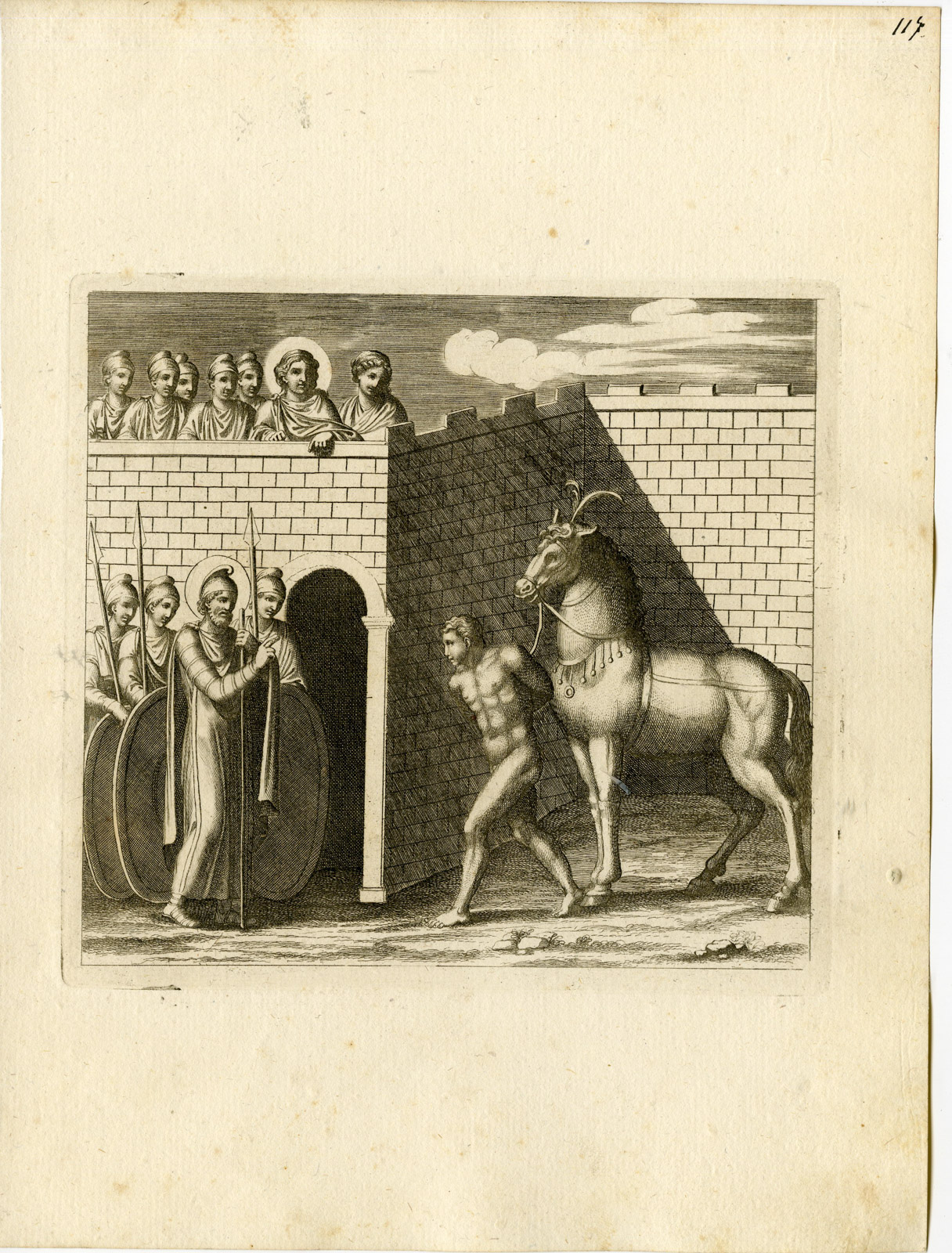 , Antique Print-HORSE-NAKED MAN-GRECO ROMAN MYTHOLOGY-P 117-Bartoli-anonymous-1782, Pictura Antique Prints