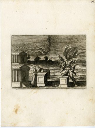 Antique Print-OFFERING-SNAKE-GRECO ROMAN MYTHOLOGY-P. 116-Bartoli-anonymous-1782